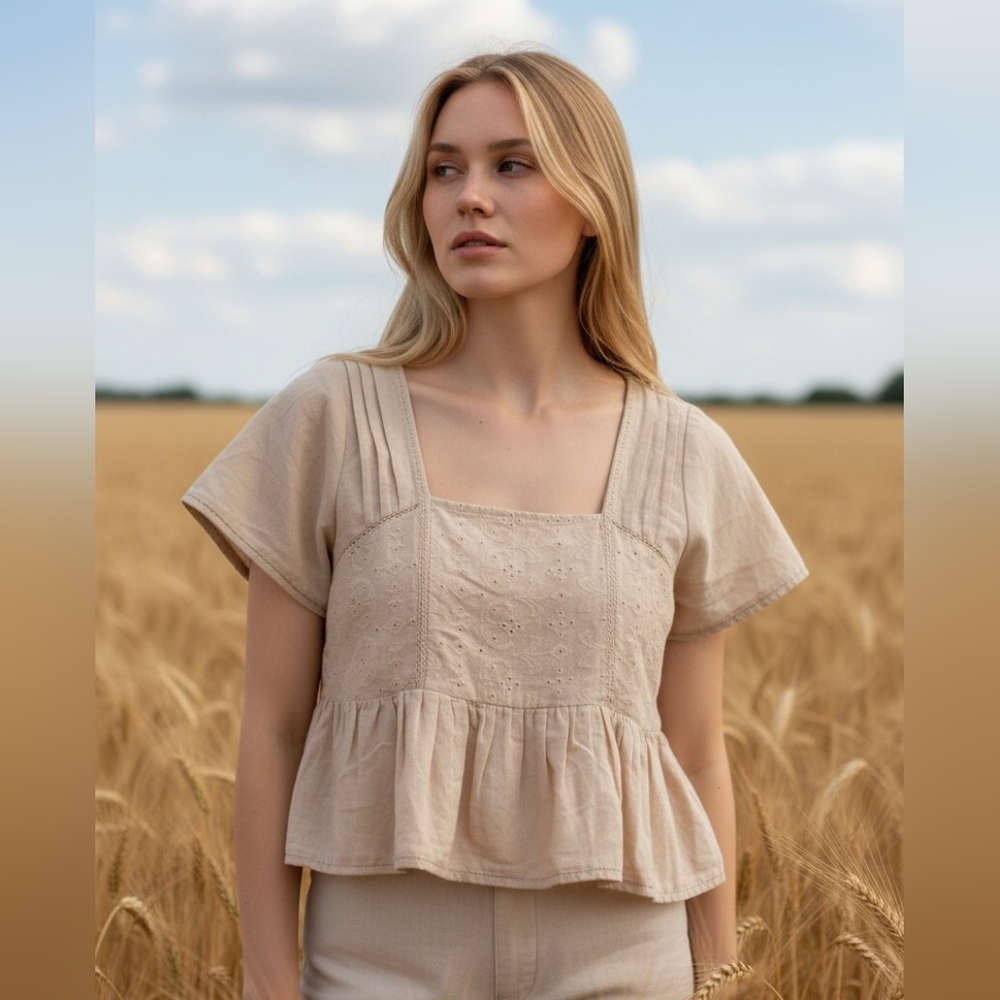 💐Crop Top with Embroidery and Delicate Eyelet Lace by Midnight Sky